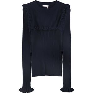 SeeByChloe Womens Ruffle Pullover Sweater, Blue, NWT